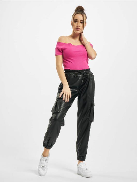 Urban Classics Tops sans manche Ladies Off Shoulder Rib magenta